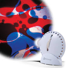 Mathmos Raumprojektor in Weiß mit Lava-Lampe Effekt Blau/Rot