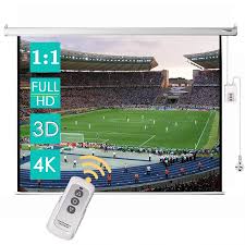 CCLIFE Elektrische Motorleinwand mit Fernbedienung - TÜV-zertifiziert